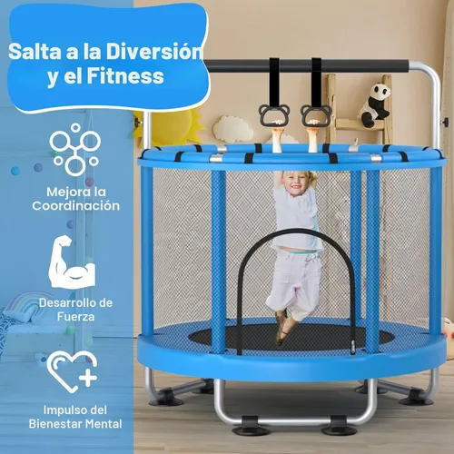 Miniatura 3 de ZCMHAXJ Trampolín de 55 pulgadas para niños con recinto, capacidad de 440 libras, trampolín para niños y exteriores, con barra de gimnasia ajustable