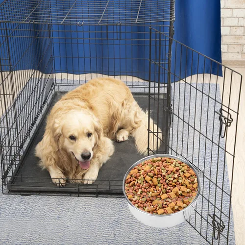 Miniatura 2 de Tazón de agua para alimentos para mascotas con soporte de abrazadera, comedero colgante de acero inoxidable para perro, pájaro, loro, gato, conejo 1