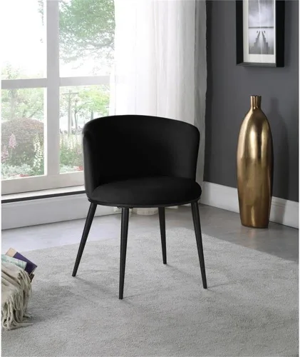 Miniatura 2 de Meridian Furniture Skylar Collection Modern Silla de comedor tapizada contemporánea con respaldo redondeado y patas de hierro resistentes, juego