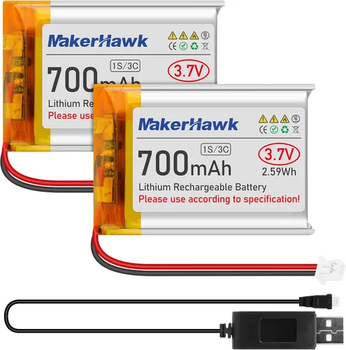 Miniatura 11 de MakerHawk Batería Lipo de 3.7V 1000mAh 803040 Batería recargable de polímero de litio con micro PH1.25 Conector Circuito de protección integrado
