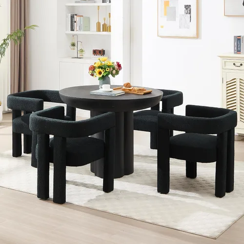 Miniatura 3 de Juego de 2 Sillas de Comedor Modernas / Sillas de Sala de Estar, Sillón de Tela, Silla Barrel Tapizada para Sala de Estar Cocina Recepción