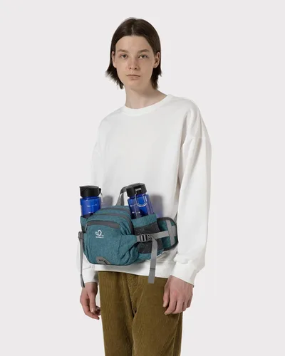 Miniatura 2 de Waterfly - Riñonera Fanny Pack: Bolso Fanny con 2 soportes para botellas de agua, cinturón lumbar, para senderismo, caminatas, correr, trotar, Azul