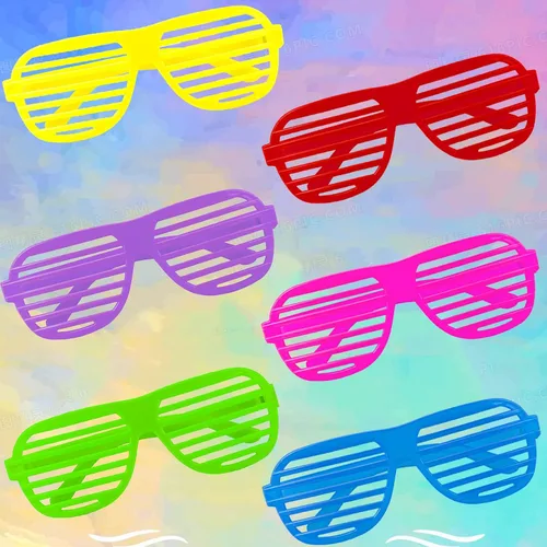 Miniatura 2 de Paquete de 72 lentes de sol de neón ranurados a granel, estilo retro de los años 80, regalos de fiesta para niños y adultos