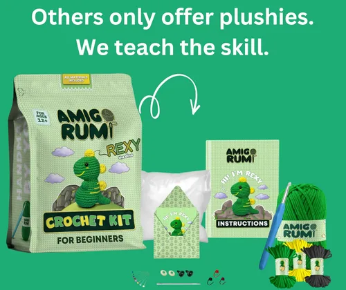 Miniatura 3 de Amigo Rumi Kit de Ganchillo para Principiantes de Dinosaurio Lindo - Aprende Cómo Hacer Ganchillo Kit de Inicio - Tutoriales en Video de 3+ Horas