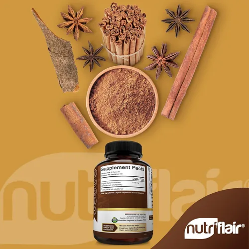 Miniatura 2 de Canela de Ceilán orgánica certificada NutriFlair, 1200 miligramos por porción, 120 cápsulas