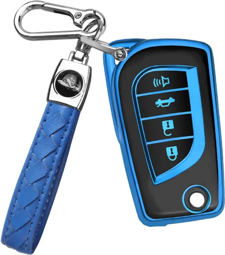 Miniatura 14 de QBUC Funda para llavero Toyota compatible con Toyota Fortuner Tundra Camry RAV4 Highlander Corolla Smart Key Sliver