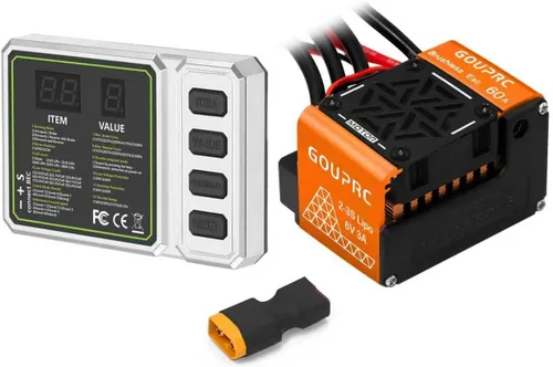 Miniatura 9 de GOUPRC 60A sin escobillas RC ESC 2-3S controlador de velocidad eléctrico impermeable con tarjeta de programación para accesorios a escala 1/10 RC