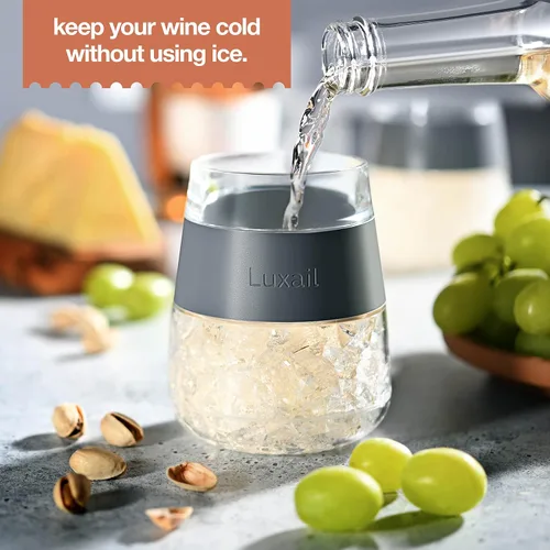 Miniatura 4 de luxail - Copas de vino de plástico, juego de 2, regalos de vino, vasos aislados de doble pared para el congelador, vasos sin tallo para vino tinto