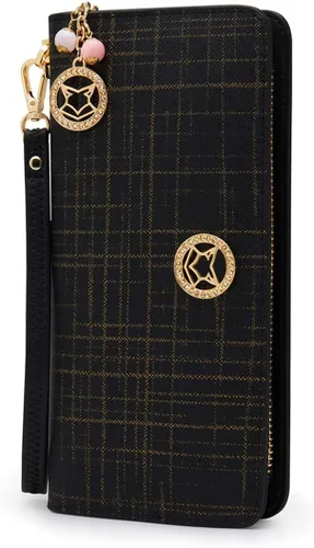 Miniatura 2 de FOXER - Billetera de piel para mujer, con dos divisiones, tarjetero y correa para la muñeca