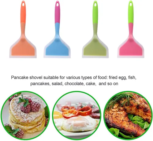Miniatura 3 de Espátula de tortilla de silicona de 10 pulgadas, pala duradera resistente al calor, espátula ancha antiadherente para huevos, crepes, brownies