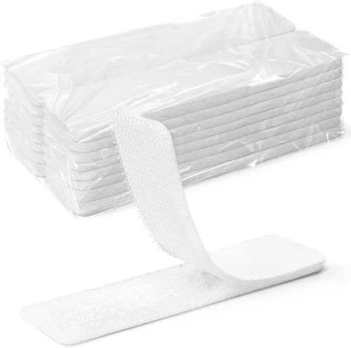Art3d 16 juegos de cinta adhesiva de gancho y bucle, tira adhesiva de doble cara de 1 pulgada x 4 pulgadas, resistente, color blanco