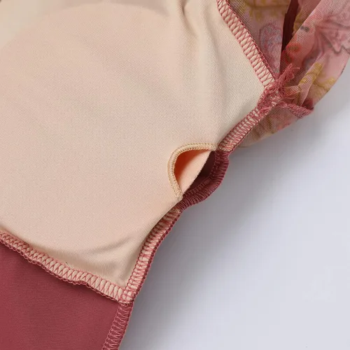 Miniatura 11 de AFAVOM Leotardos de ballet para mujeres adultas con estampado de flores de mariposa sin espalda, leotardos de gimnasia con brasier y prácticas