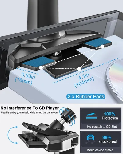 Miniatura 3 de Soporte para tablet con ranura de CD para automóvil, altura ajustable, soporte para tableta de automóvil, reproductor de CD, bandeja de CD ultra