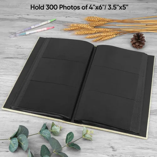 Miniatura 6 de Álbum de fotos de 4 x 6 pulgadas, 200 bolsillos para regalos de boda, libro de recuerdos de tapa dura de lino con ventana frontal para aniversario