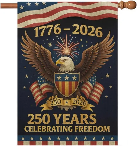 Miniatura 11 de Banderas de jardín con el 250 aniversario de Estados Unidos para exteriores, bandera de Estados Unidos del 250 aniversario 1776-2026, letrero