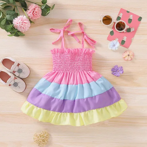 Miniatura 2 de Vestido de verano para niñas pequeñas, vestido de princesa sin mangas, cuello halter, tutú de playa, vestido de verano bohemio con tirantes