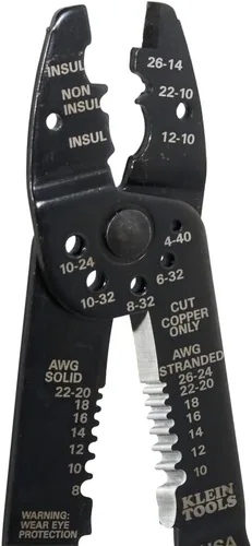 Miniatura 7 de Klein Tools 1001 Herramienta multiusos, fabricada en EE. UU., pelacables / cortador de alambre / crimpadora para 8-22 AWG, herramienta multiusos