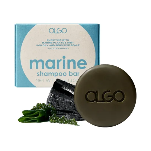 Marine Shampoo Bar | Champú de control de sebo con enfriamiento | Mentol, Cornmint, carbón, algas y uva marina | Limpieza profunda, volumen ligero,