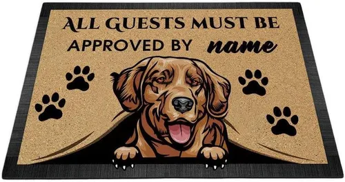 Miniatura 21 de Tapete personalizado con nombre de perro que mira al perro Cocker Spaniel, todos los invitados deben ser aprobados por alfombras para decoración