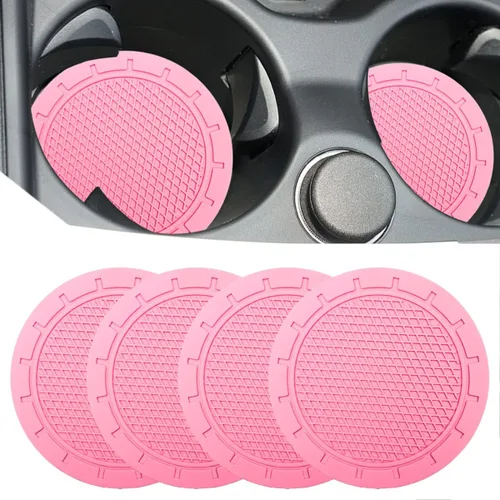 Miniatura 13 de Posavasos insertables para portavasos de automóvil, paquete de 4, diámetro de 2.75 pulgadas, PVC antideslizante, inserto universal, duradero, Púrpura