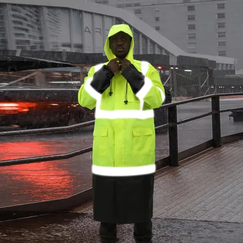 Miniatura 3 de sesafety Chaquetas de Lluvia de Seguridad para Hombres de Trabajo, Equipo de Lluvia de Alta Visibilidad Clase 3 para Construcción, Chaqueta
