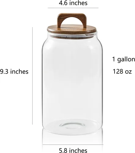 Miniatura 2 de Sweejar Tarros grandes de cristal para dulces con tapas de madera, tarro de vidrio de 1 galón con tapa, contenedores de almacenamiento