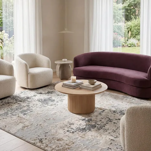 nuLOOM Chastin - Alfombra abstracta moderna de 5 x 8 pies, moderna/contemporánea, beige/gris, para sala de estar, dormitorio, comedor, cocina