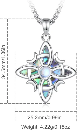 Miniatura 6 de INFUSEU Joyería irlandesa de plata esterlina, collar de nudo de bruja celta Claddagh para mujeres, adolescentes y niñas