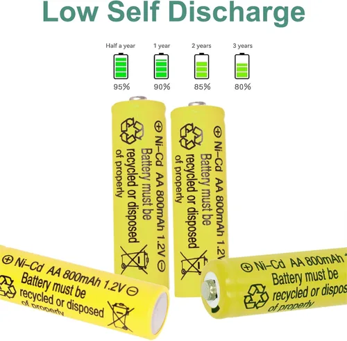 Miniatura 8 de Paquete de 12 baterías recargables de níquel cadmio de 1.2 V NI-CD AA de 800 mAh para paisajismo de jardín, luces de seguridad solares/exteriores