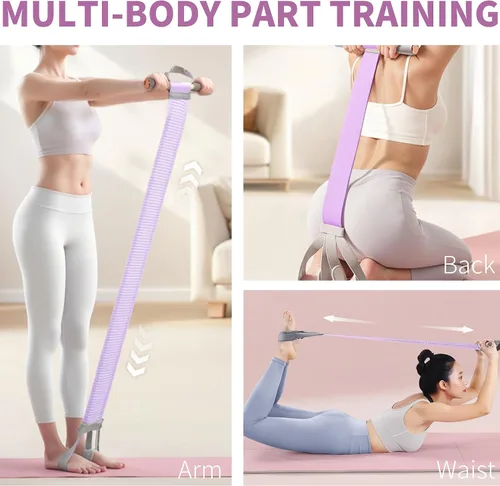 Miniatura 4 de Banda de resistencia de tela con asas antideslizante para pedal de pie para mujeres, banda de fitness de cuerpo completo de 120 libras