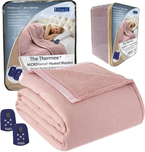 Miniatura 33 de Juego de sábanas Thermee Micro Flannel Shavel Home Products, azul, queen, Blush, Completo