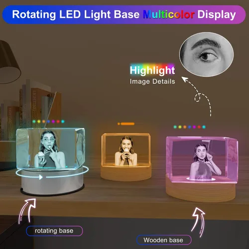 Miniatura 3 de Regalos personalizados con fotos de cristal 3D para ella, esposa, mamá, papá, mujeres, hombres, parejas, regalos personalizados con imágenes