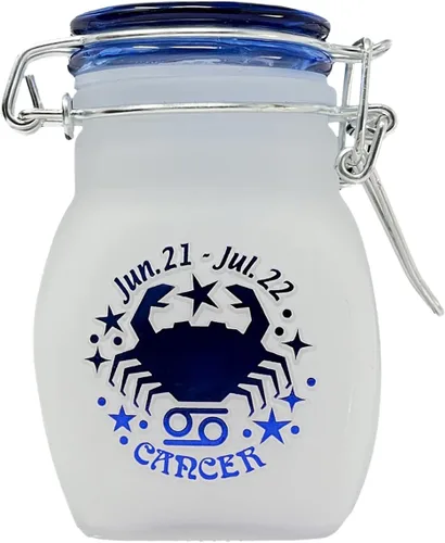Miniatura 13 de Frasco de Almacenamiento de Vidrio Hermético a Prueba de Olores del Signo del Zodiaco, Cuarto de Onza (125ml), 3.25'' (Signo Astrológico de Acuario)