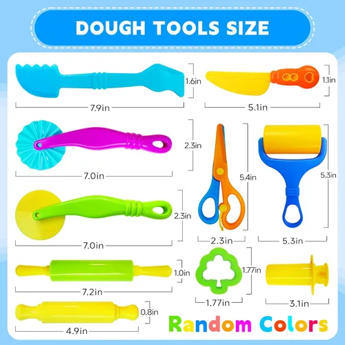 Miniatura 5 de Kit de herramientas de juego de masa y arcilla para niños, accesorios de arcilla para modelar con cortadores de animales, rodillos, tijeras
