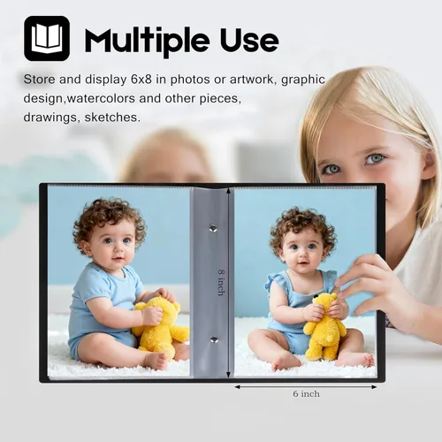 Miniatura 4 de Álbum de fotos de 6 x 8 pulgadas con capacidad para 68 fotos, álbum de fotos de 6 x 8 pulgadas con capacidad para 68 imágenes, cubierta de cuero