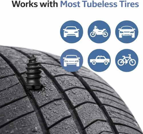 Miniatura 3 de Kit de clavos de goma para reparación de neumáticos con 2 tamaños, tapones de reparación de neumáticos para automóvil, motocicleta, camión