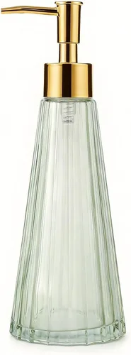Miniatura 10 de IVAILEX Dispensador de jabón de manos de 10 oz/10.1 fl oz para baño, dispensador de jabón de cocina, dispensador de jabón de vidrio con bomba dorada