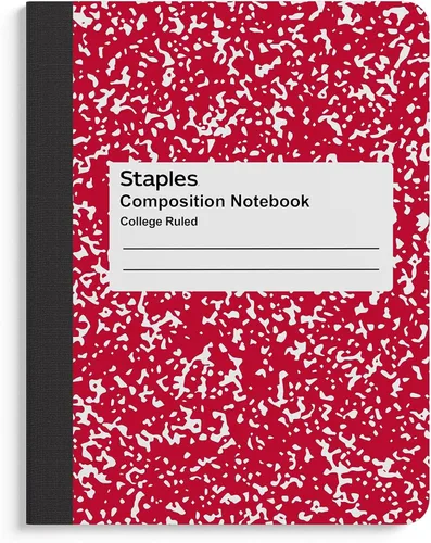 Miniatura 6 de STAPLES Cuaderno de composición, 9.75" x 7.5", rayado universitario, 100 hojas, colores surtidos, 48/cartón