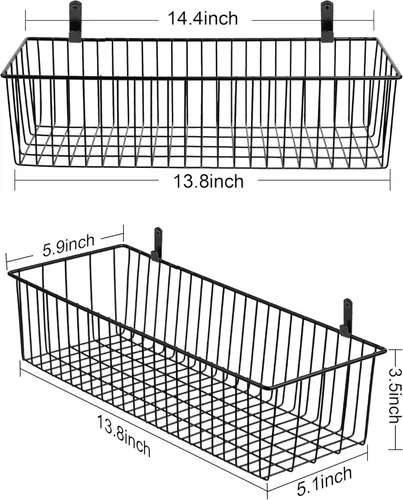 Miniatura 2 de Cesta de papel higiénico (paquete de 1) – Cesta de alambre negro de metal para decoración de cuarto de baño – Cestas de almacenamiento de alambre