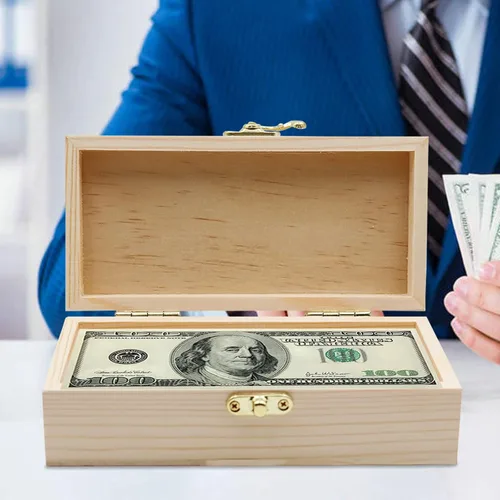 Miniatura 8 de Bandeja de moneda de madera con cerradura, bandeja de moneda de una fila, organizador de efectivo, caja de almacenamiento de dinero, organizador