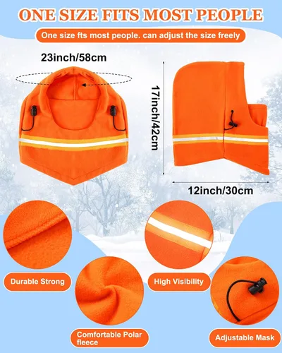 Miniatura 2 de JaGely 4 piezas de pasamontañas reflectante de alta visibilidad forro polar de invierno térmico ajustable cobertura completa para el cuello máscara