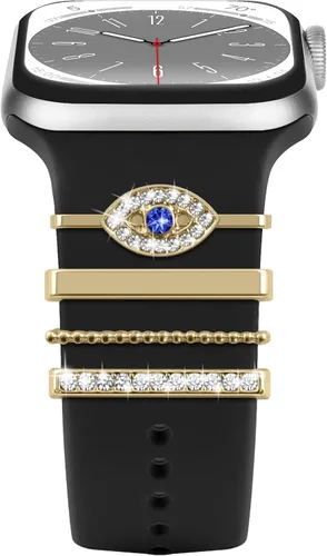 Miniatura 14 de ALMNVO Bling Charms de diamante para correas de Apple Watch, Charms de 46 mm, 45 mm, 44 mm, 42 mm, 41 mm, 40 mm, 38 mm, 49 mm, anillos decorativos