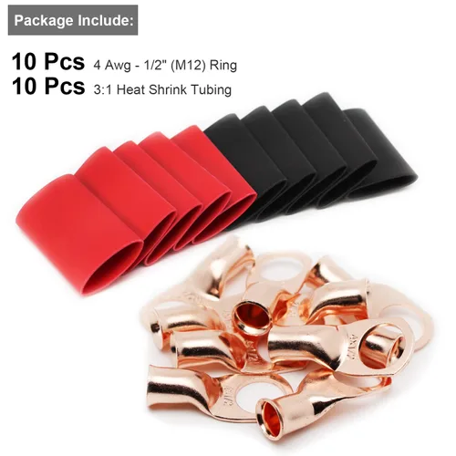 Miniatura 45 de TKDMR - Kit de 264 piezas de extremos de cable de batería, 132 piezas de terminales de anillo de lengüetas de cable de cobre resistentes AWG 8 6 4 2