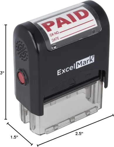 Miniatura 8 de Excelmark Pagado con Cheque y Fecha - Sello de Goma Autoentintable - A1539 Tinta Roja