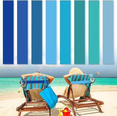 Miniatura 17 de Boao 4 paquetes de bandas de toalla para silla de playa, esenciales para piscina y crucero, elásticas y resistentes al viento, clips para toallas