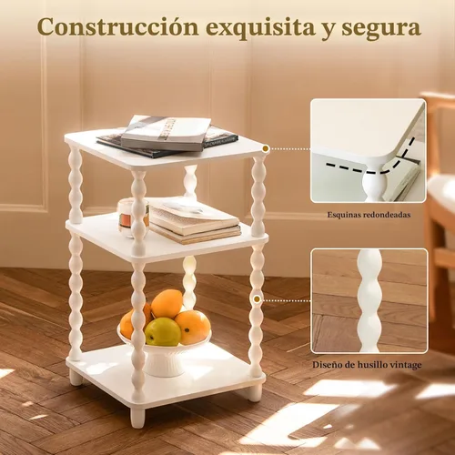 Miniatura 4 de Fultyle - Mesa auxiliar, mesa auxiliar pequeña con estante abierto de 3 niveles, mesita de noche moderna para sala de estar, dormitorio, oficina