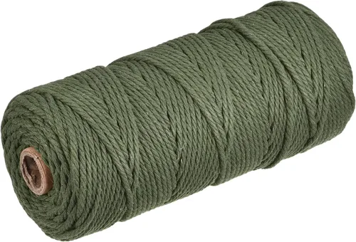 MECCANIXITY Cordón de macramé, color verde militar, 0.118 in de diámetro, 328.1 ft/109 yardas, cuerda trenzada para colgar en la pared, colgador de