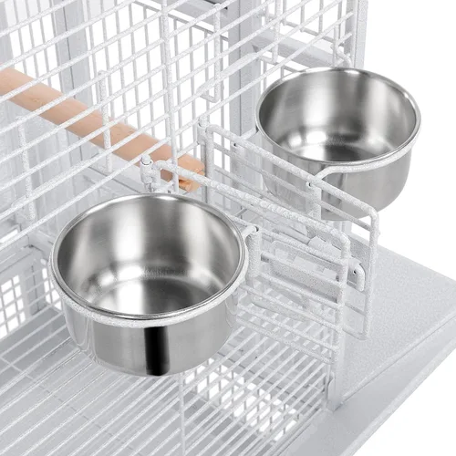 Miniatura 5 de Topeakmart Jaula grande para pájaros de loro de 61 pulgadas, selección de hierro forjado, color blanco