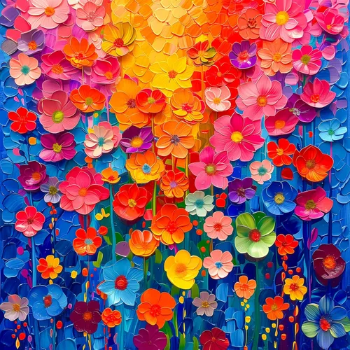Rompecabezas para adultos de 1000 piezas, rompecabezas de pared de flores coloridas para adultos, pintura de arte floral, flores de arco iris