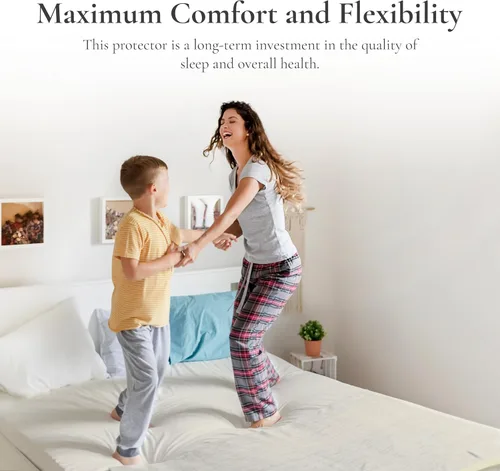 Miniatura 4 de Sleep & Beyond Protector de colchón impermeable 100% algodón orgánico, sueño saludable, protección contra ácaros, transpirable y flexible